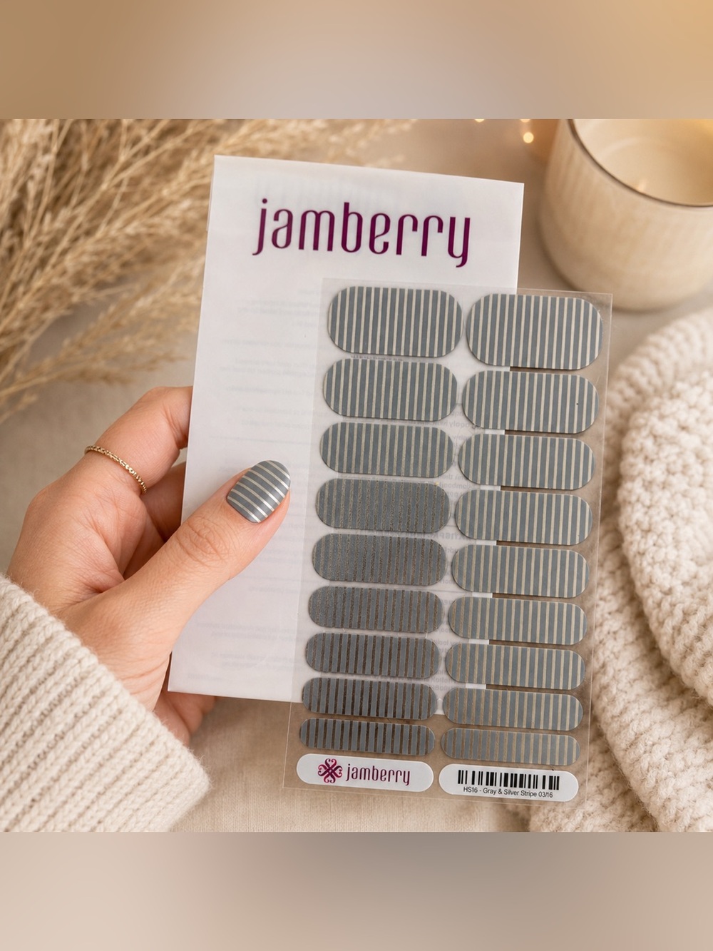 Jamberry Nail Wraps: Gray and Silver Stripe | Buy 3 Get 1 Free